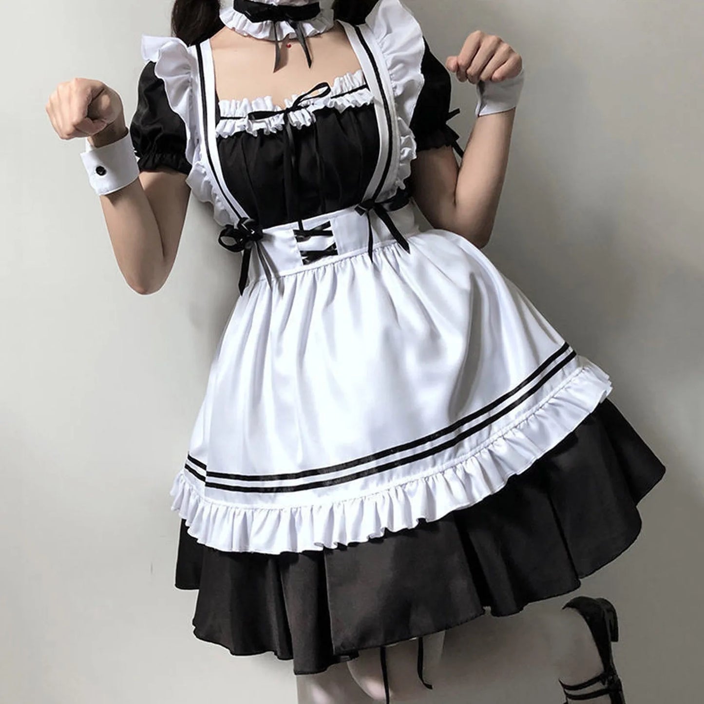 Black Pink Lolita Maid Costumes Cute Girls Women Lovely Maid Cosplay Costume Animation Show Japanese Outfit Dress Clothes S-5XL - SS69