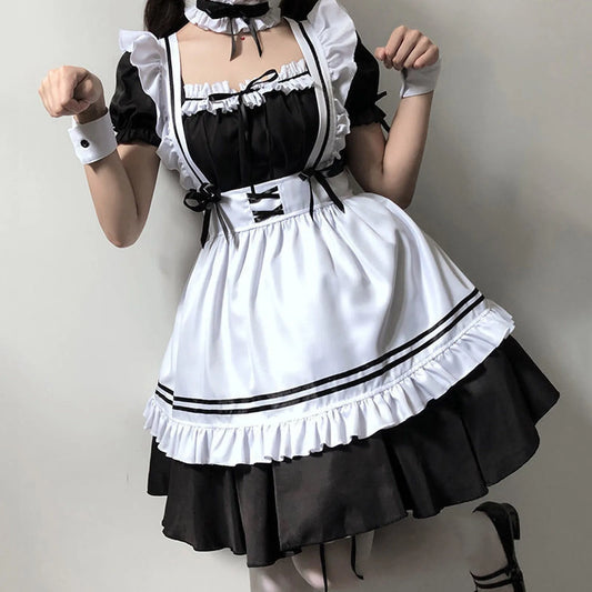 Black Pink Lolita Maid Costumes Cute Girls Women Lovely Maid Cosplay Costume Animation Show Japanese Outfit Dress Clothes S-5XL - SS69