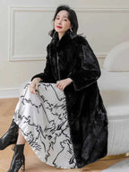 HDHOHR 2025 100% Real Mink Fur Coat Women Long High Quality Natural Mink Fur Jackets Winter Thick Warm Luxury Female Fur Parkers