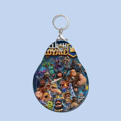Game C-Clash Royale Anime Key Fashion PU Water Shape Keychain Women Car Key Holder Home Key Ring Charm Bag Car Pendant Gift