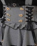 Original Japanese Mines Lolita Strap Skirts Women High Waist and Thin Frilly Pleated Skirt College Style Liz Girl Plaid Skirt