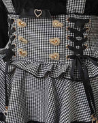 Original Japanese Mines Lolita Strap Skirts Women High Waist and Thin Frilly Pleated Skirt College Style Liz Girl Plaid Skirt
