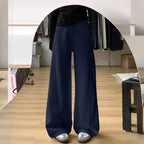 Drawstring Adjustable Maternity Wide-Leg Curve Pants High Waist Belly Support Retro Baggy Trousers for Spring Autumn 3 Colors