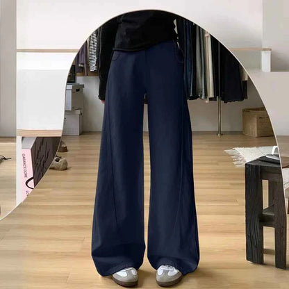 Drawstring Adjustable Maternity Wide-Leg Curve Pants High Waist Belly Support Retro Baggy Trousers for Spring Autumn 3 Colors