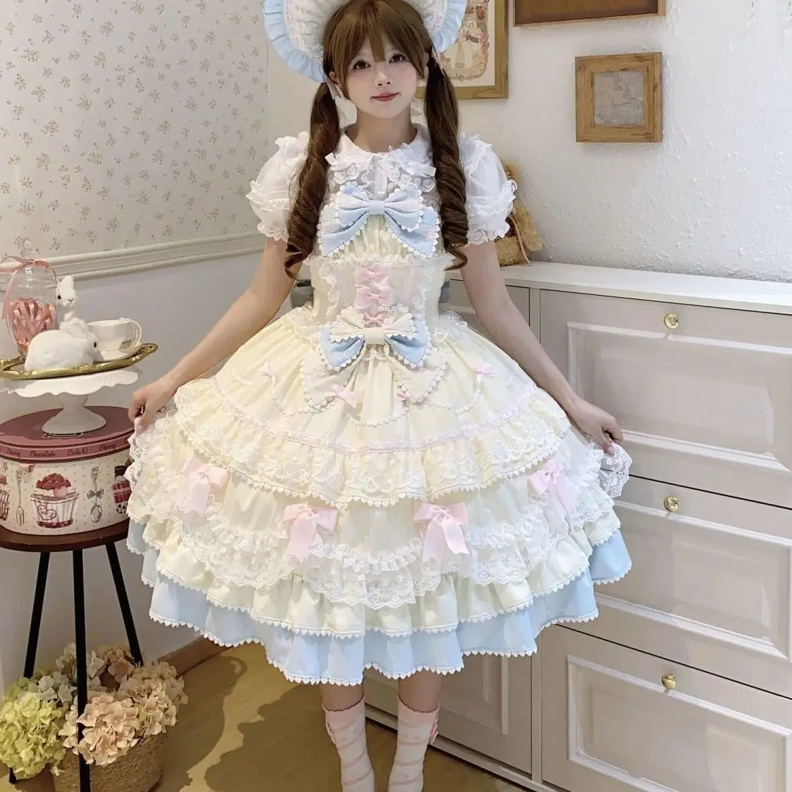 French Lolita Strap Dress Lace Patchwork Cosplay Outfit Y2K Vintage Elegant Girls Sweet Party Kawaii Dress Women Clothing 2026