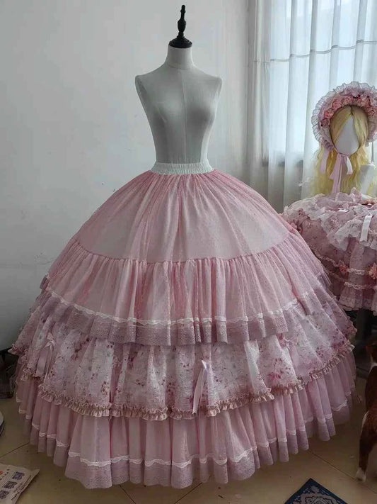 Original Heavy Birthday Party Lolita Puffy Dress Sweet Girls Back Big Bow Tail Vintage High-end Women's Elegant OP Dress
