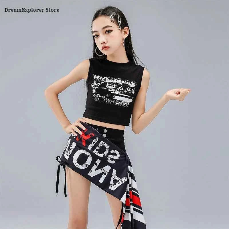 Hip Hop Girls Fashion Crop Top Street Dance Shorts Kids K-pop Streetwear Hot Pants Costume Children Jazz Girl Group Clothes Sets