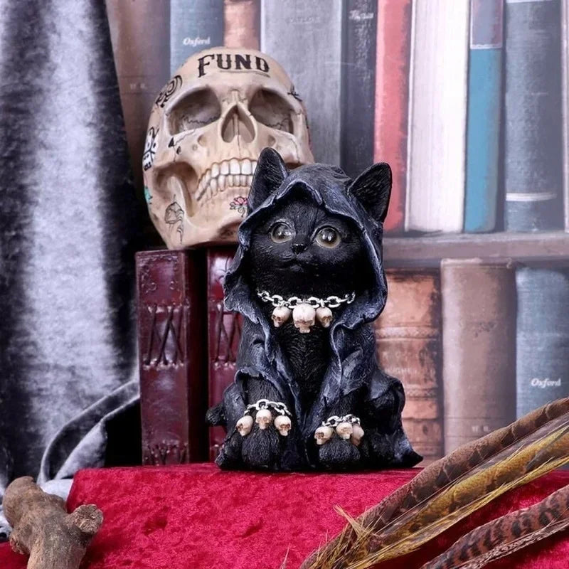 Gothic Cat Witch Decorated Garden Halloween Figurine  Decoration Accessories Decorations for Home Desk  Decor Modern