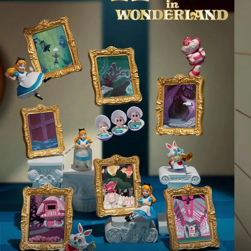 Original Disney Alice In Wonderland Blind Box Art Gallery Series Trendy Collectible Desktop Ornament Model Birthday Gift SS69