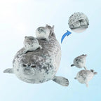 40cm Mother and Baby Seal Plush Toy Set - Soft Grey Stuffed Animal