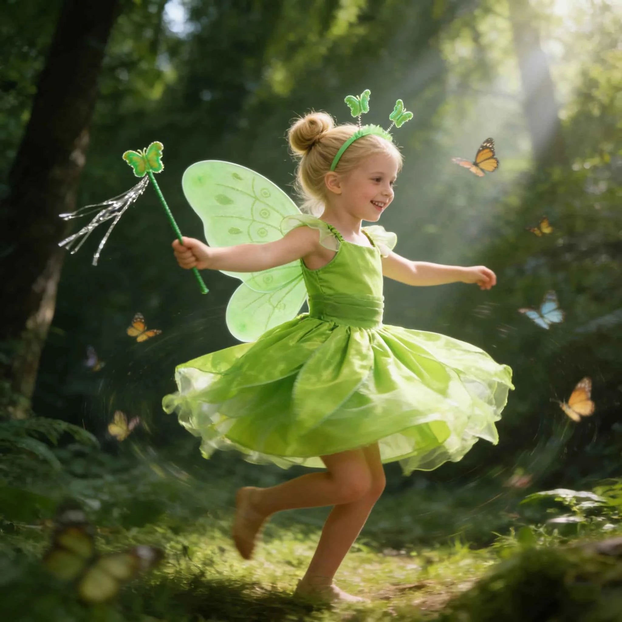Childern Flower Fairy Dress Up Girls Princess Dress With Wings Halloween Elves Costume Carnival Party Tinkerbell Bell Dress