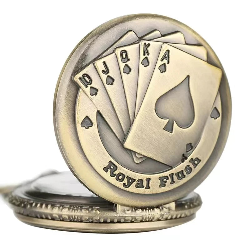 Vintage bronze poker cartoon quartz pocket watch the best gift for children men and women SS69