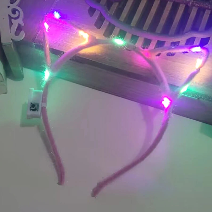 LED Glow Cat & Bunny Ear Headbands - 10/20/30 Pcs