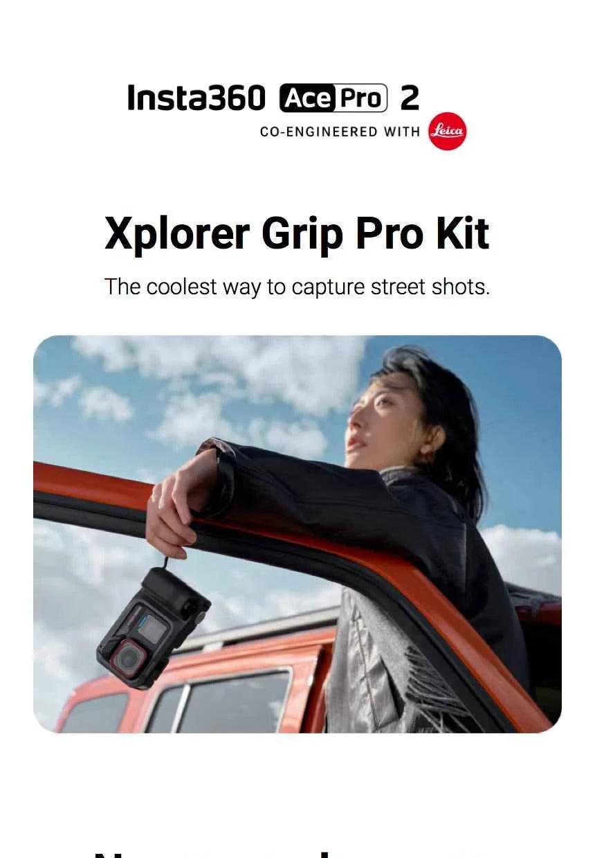 Insta360 Xplorer Grip Pro Kit Built-in 2010mAh Battery Handle Street Photography for Insta 360 Ace Pro 2 Original Accessories