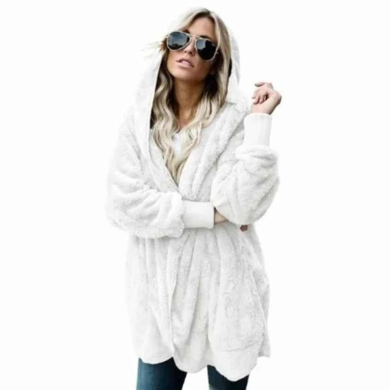 12 Colors Fleece Sweatshirt Long Cardigans Autumn Winter Female Long Sleeve Double Side Wear Flurry Loose Hoodie Coats Outwear