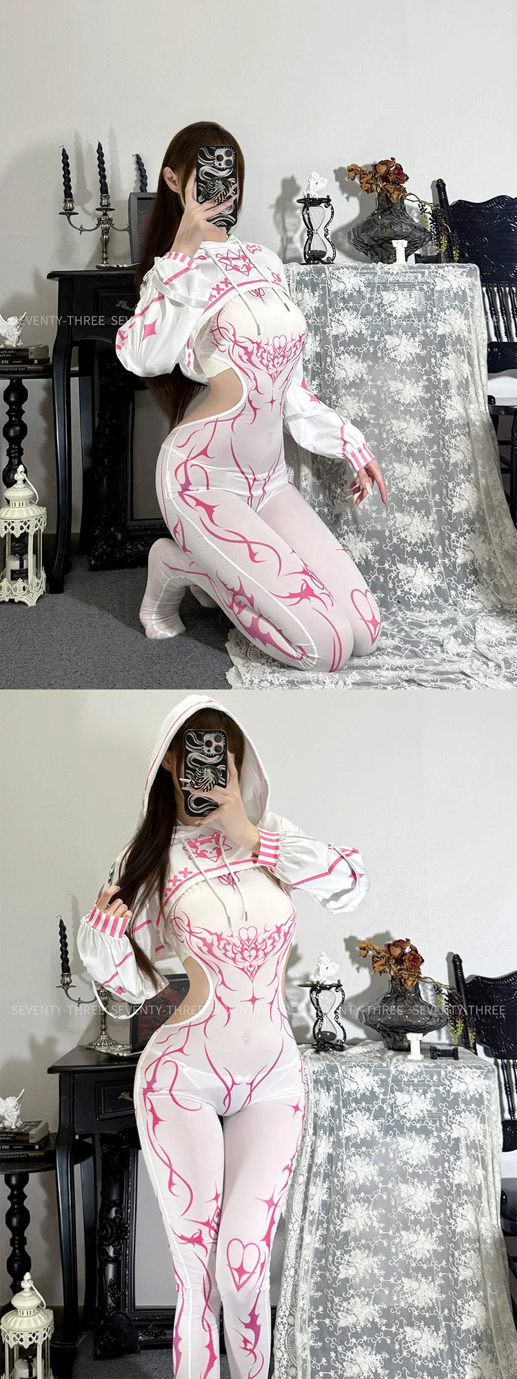 Cyberpunk Cosplay Jumpsuit Women's Printed Sleeveless Mech Agent Bodysuit