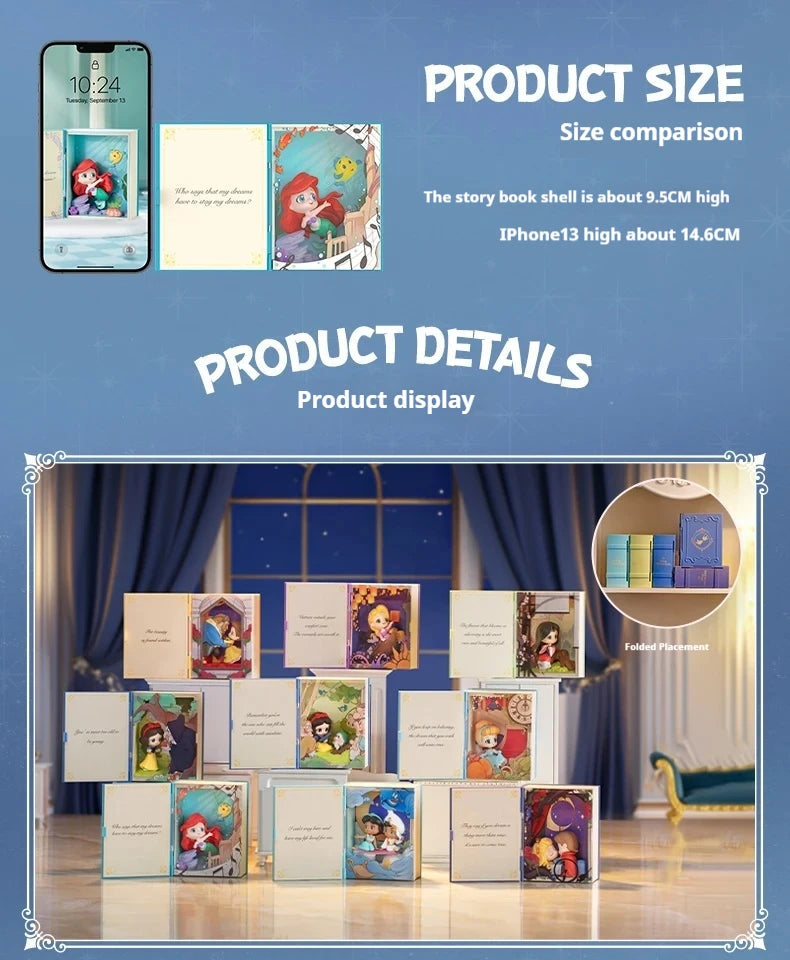 Genuine 100% Disney Princess Talry Tales Series Blind Box Action Figures Toy Collection Desktop Decoration Mystery Box Gift SS69