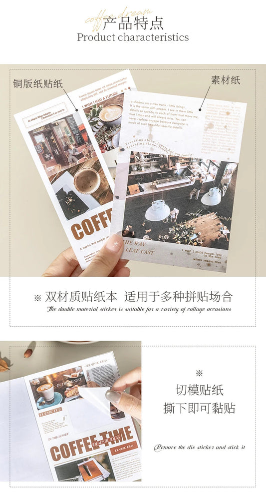 20 pcs Large Size Vintage Coffee Magazine Material Paper Aesthetic Material Book Retro Scrapbooking Journaling Decor Stationery SS69