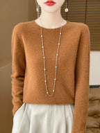 Addonee Women's 100% Merino Wool O-Neck Pullover Sweater