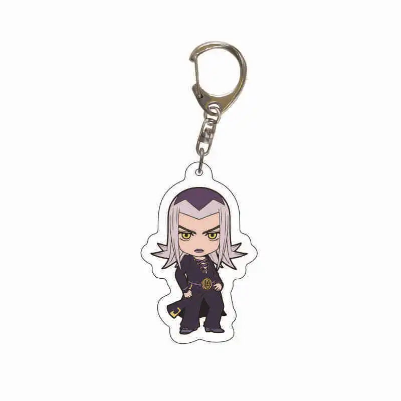 Anime Jojos Bizarre Adventure Keychains Cartoon Figure Acrylic Key Ring Kujo Jotaro Ghirga Narancia Bruno Key Chain Fans Gifts