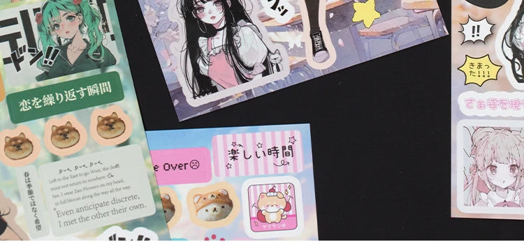 45pcs Japanese Retro Early Style Manga Cut Film Sticker Book Kawaii Girl Scrapbook Journal DIY Deco Cute Showa Phone Case Decals SS69