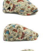 Women's Butterfly Embroidery Cotton Beret Hat - Adjustable Painter Cap