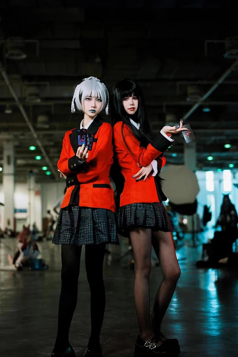 Anime Kakegurui Cosplay Costume Kirari Momobami Uniform Yumeko Sayaka Compulsive Gambler Japanese School Girl Pleated Skirt Suit SS69