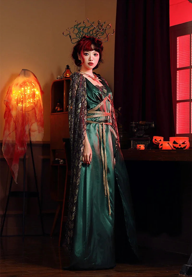 Medusa Snake Cosplay Costume for Women - Greek Myth Knit Dress Set