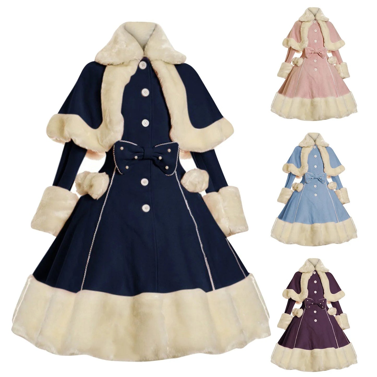 Womens Dresses With Pockets Dress For Women Retro Solid Color Trumpet Sleeve Fashion Princess Dress Robes Longues SS69