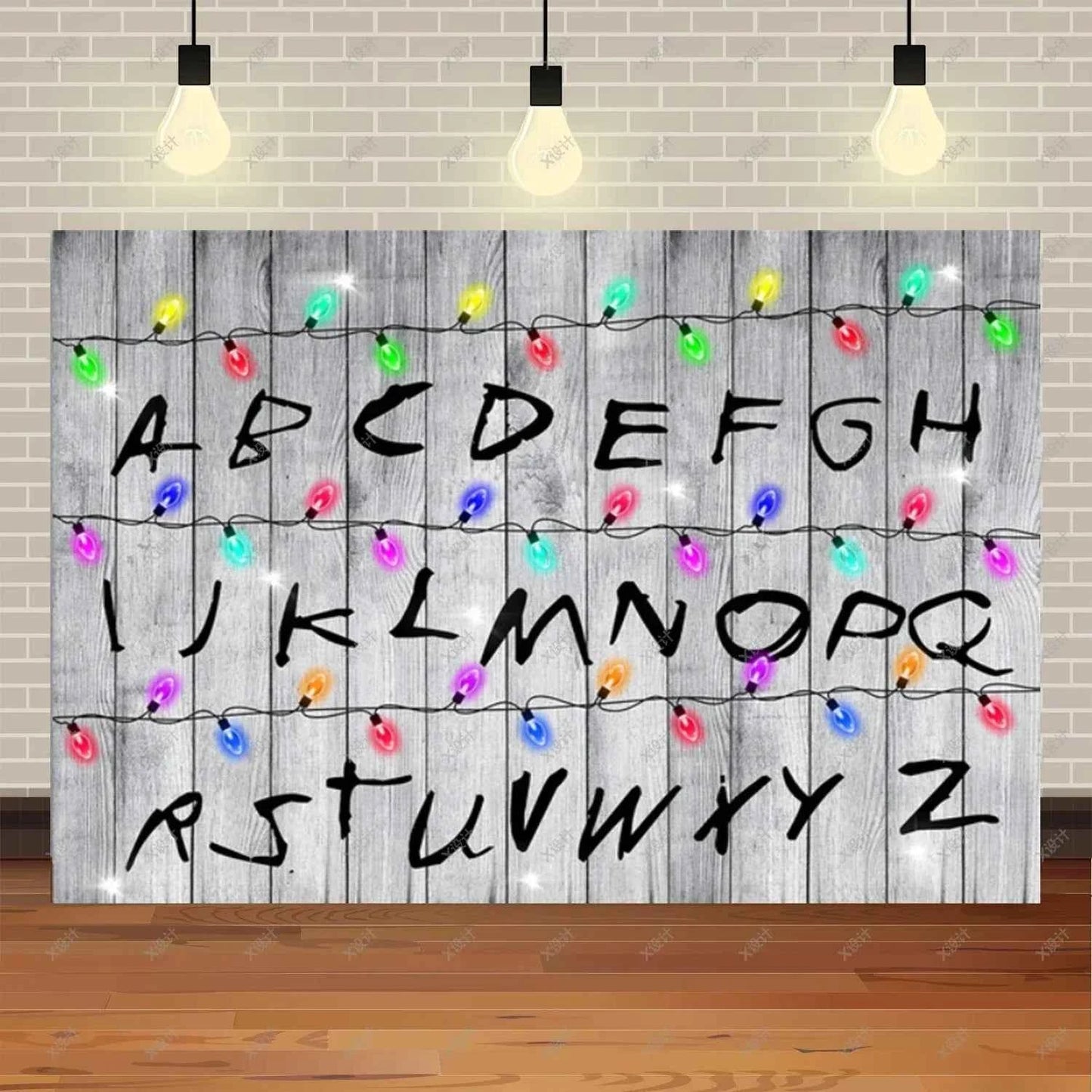 American TV Stranger Theme Background Lights Alphabet Episode Series Vinyl Banner Party Decoration Supplies Photo Prop Baby Gift