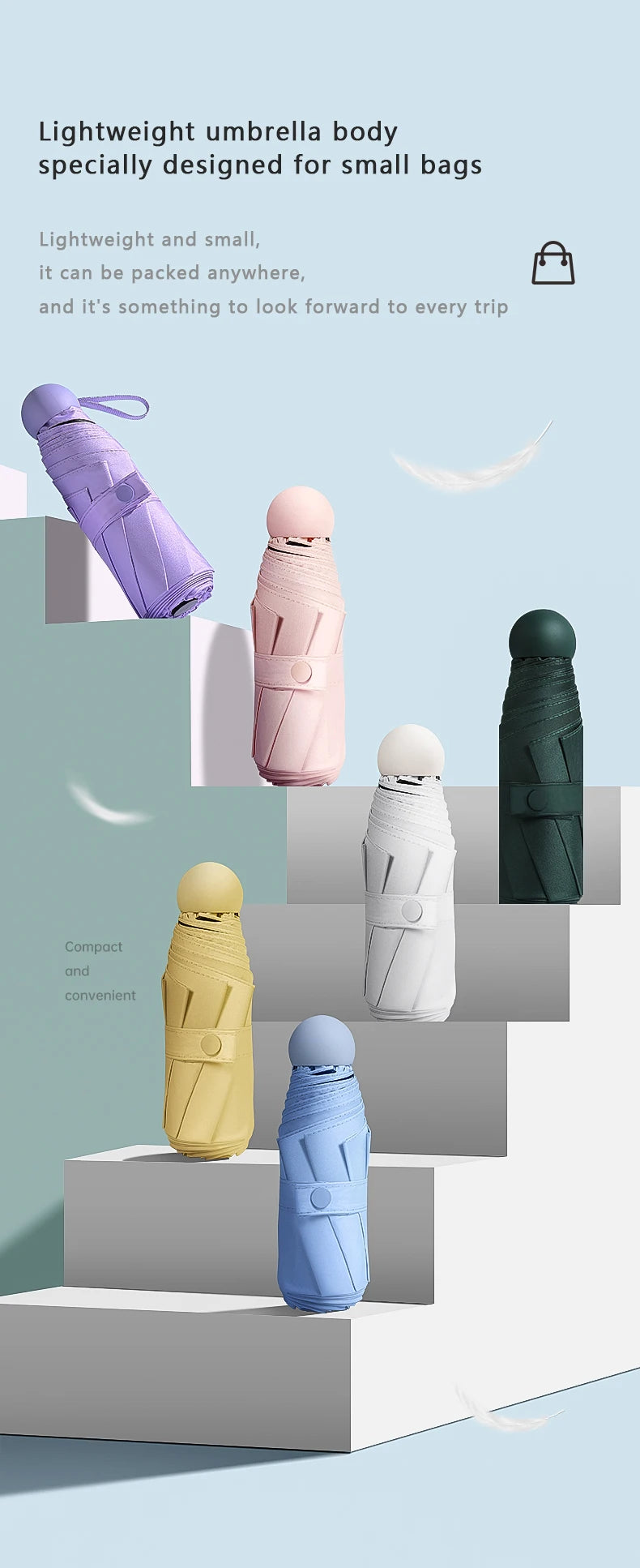 Mini Capsule Umbrella, Ultra-Light Sun Protection UV Blocking, Fashion Casual Basic Style, Manual Open, 6 Ribs Iron Frame