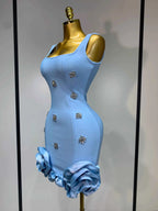 Women Sexy Square Collar Sparkly Rhinestone Bodycon Mini Bandage Dress Celebrate Evening Party Elegant Luxury Birthday Dress