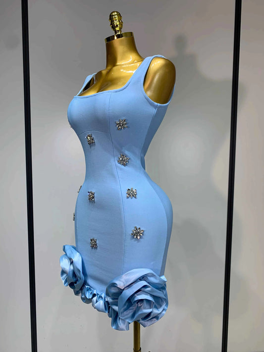 Women Sexy Square Collar Sparkly Rhinestone Bodycon Mini Bandage Dress Celebrate Evening Party Elegant Luxury Birthday Dress