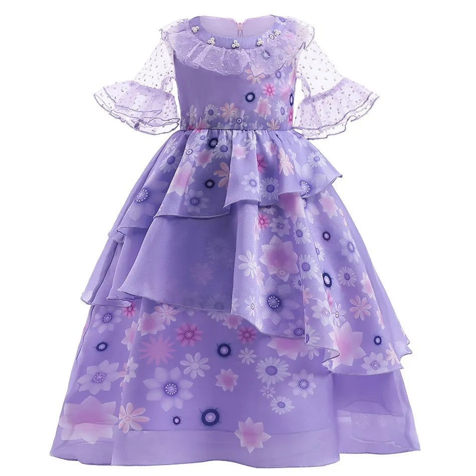 Girls Princess Cosplay Costume Dress - Flower Print