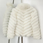 OFTBUY Women's Real Fox Fur Coat - Thick Warm Winter Jacket