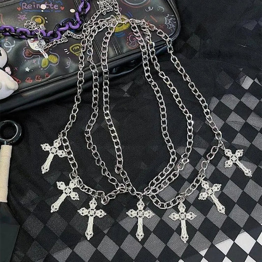 SS69 Women's Cross Waist Chain, Adjustable Metal Body Jewelry for Punk Style