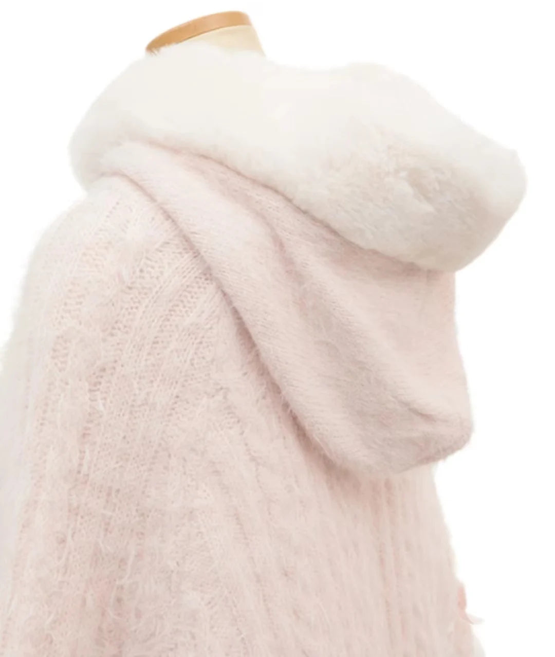 Godivana Lolita Faux Fur Cape Coat with Bow & Rhinestones