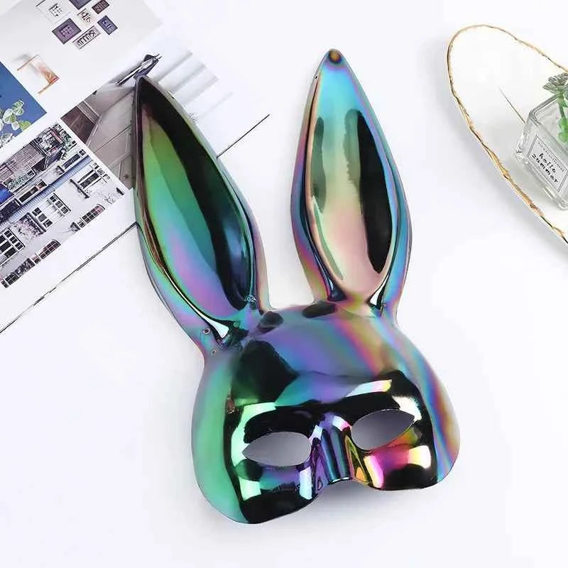 Black White Rabbit Mask Halloween Party Decoration Party Long Ears Rabbit Bunny Mask Costume Cosplay ﻿