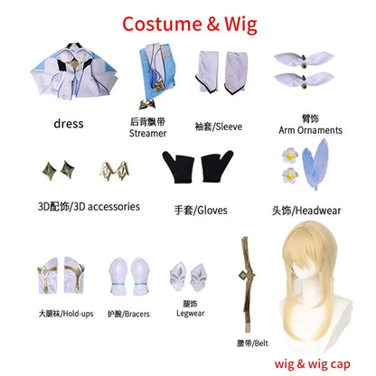High Qualiy Lumine Cosplay Costume Wig Hair Game Impact Character Traveler for Women Cosplay Anime Events Role Play Dress