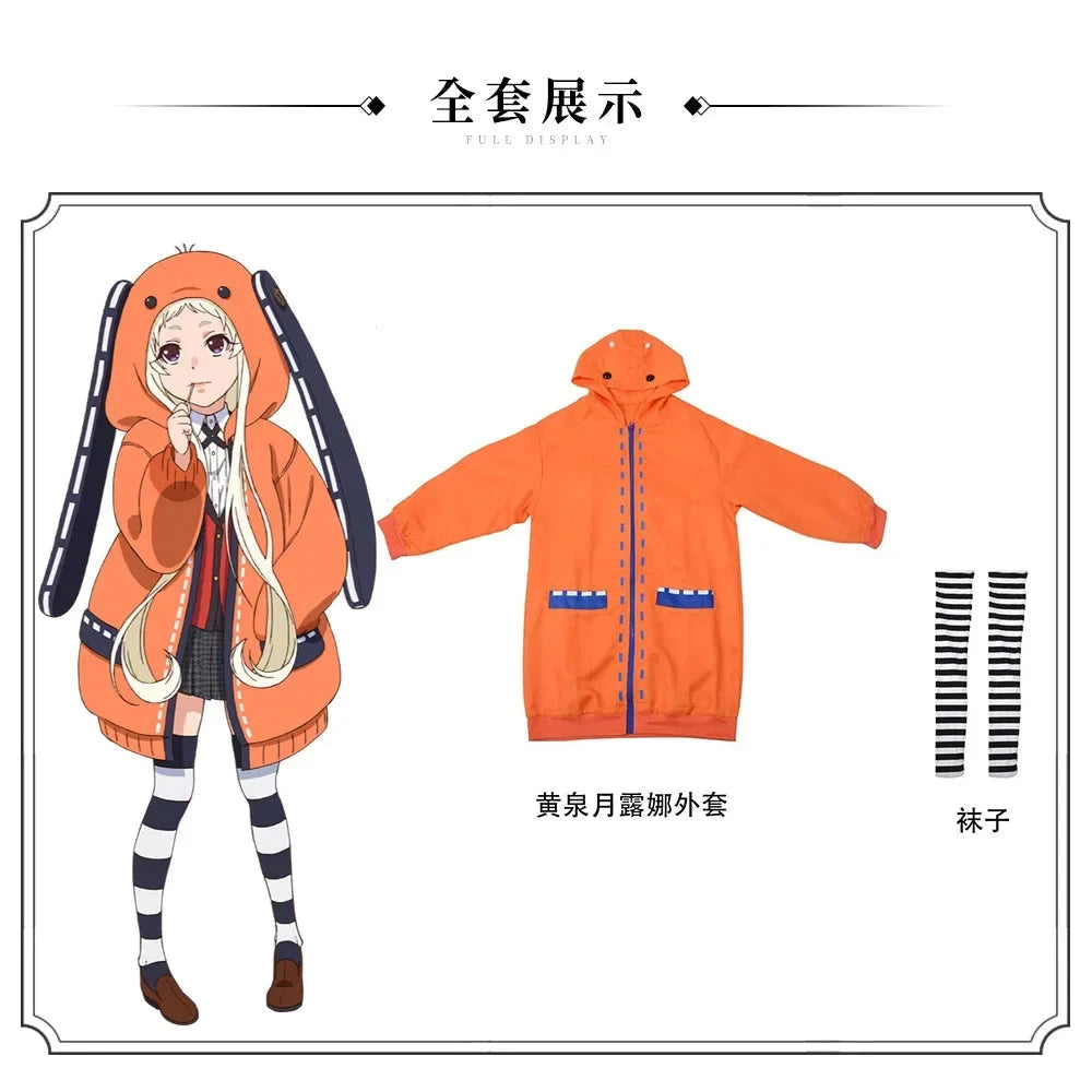 Anime Kakegurui Yomotsuki Runa Cosplay Costume JK School Girl Yumeko kishima Jacket Hoodie Coat Halloween Carnival Outfit SS69 56.69 4-Costume outerwear / XS（old） / Kakegurui