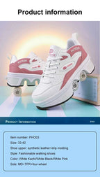 Deformation Shoes Roller Sneakers With 4 Wheels Skates Adult Kids Runaway Parkour Wheels Shoes For Women Men Youth Sport Shoes