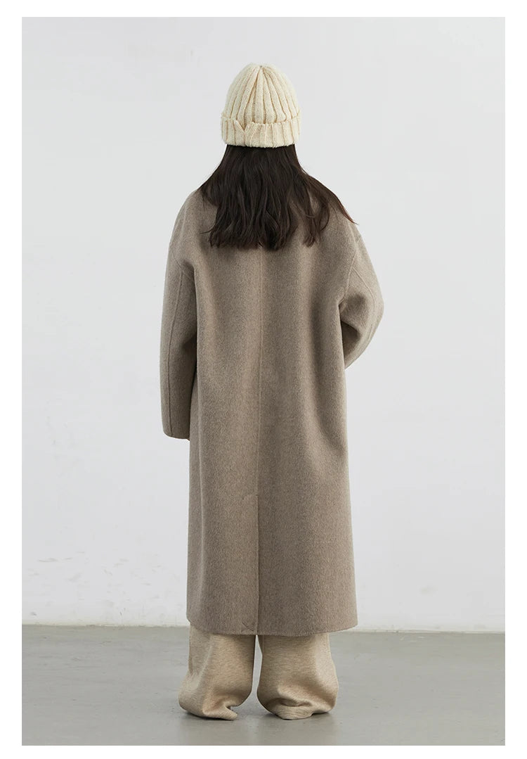CHIC VEN Women Woolen Coat Double-breasted Basic Loose Casual Retro New Long Double-sided Female Overcoat Autumn Winter 2026