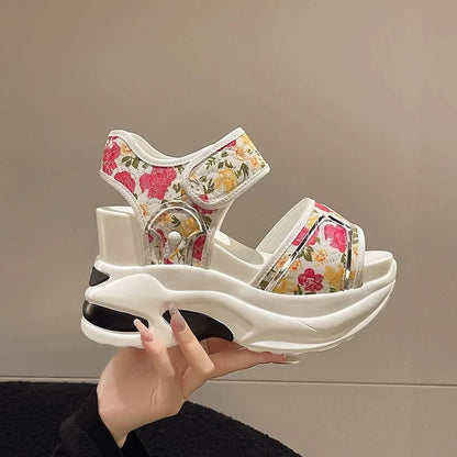 Platform Sandals Female 2024 Summer Fashion Peep-toe Shoes Character With High Heel Muffin Daddy Leisure Sports Sandals Female SS69