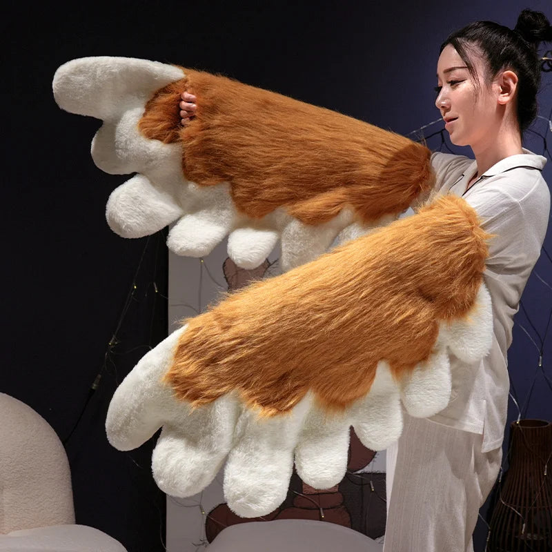 Fursuit Paw Gloves Boots Giant Wearable Wing Accessories Plush Toys Furry Cosplay Cat Bear Shoes Cute Fluffy Animal Manga Party SS69