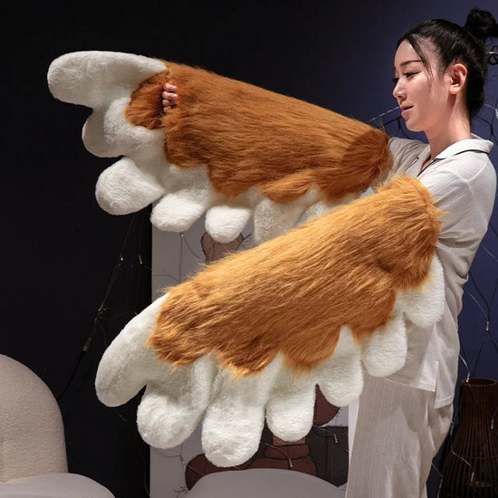 Fursuit Paw Gloves Boots Giant Wearable Wing Accessories Plush Toys Furry Cosplay Cat Bear Shoes Cute Fluffy Animal Manga Party SS69