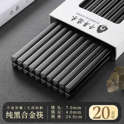 24cm Alloy Chopsticks for Home Use Sushi Chopsticks with Anti-Mold, Anti-Slip, and Heat-Resistant Properties Hotel Tableware