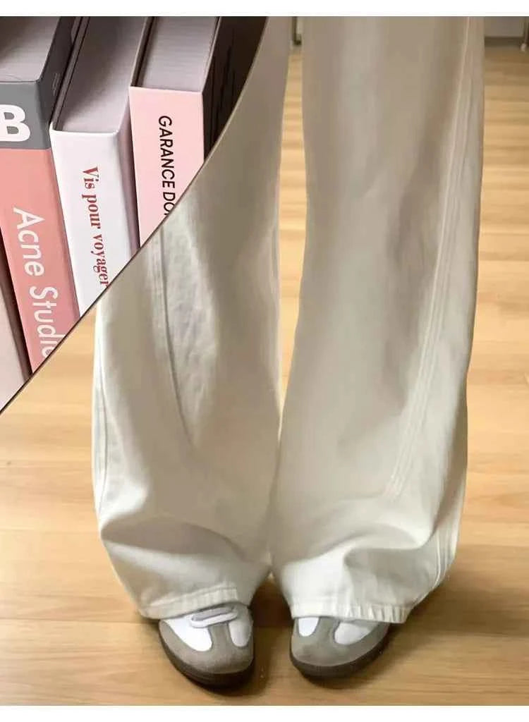 Drawstring Adjustable Maternity Wide-Leg Curve Pants High Waist Belly Support Retro Baggy Trousers for Spring Autumn 3 Colors