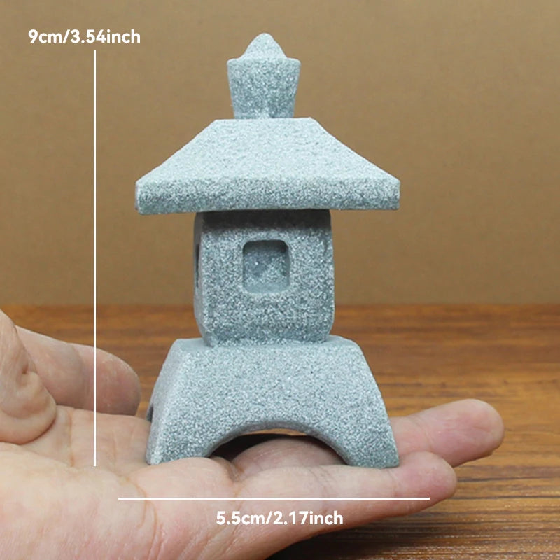 Miniature Sandstone Zen Tower for Bonsai Garden & Fish Tank