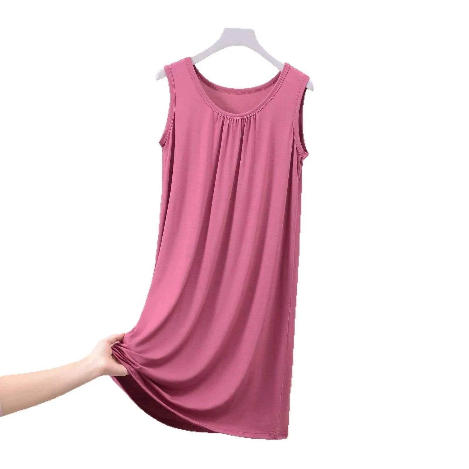 Plus size XL to 8XL Modal sleeveless sleepdress Summer lady's tank dress Loose camisole nightdress comfort dresses