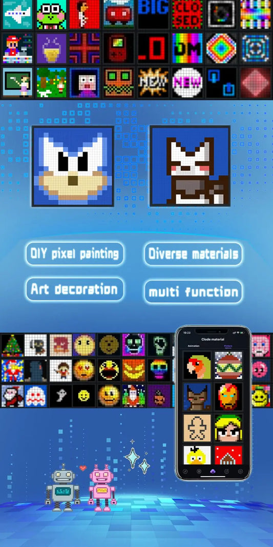 LED Pixel Matrix Bluetooth Smart Display 64x64 RGB Digital Lamp Panel DIY Art Display Gaming Anime Room Decor Frame APP Control